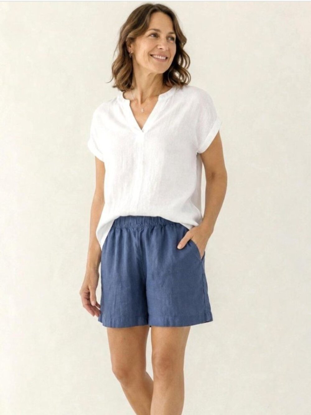 SALE! J JIll Pure Jill 100% linen shorts, dusty blue, small